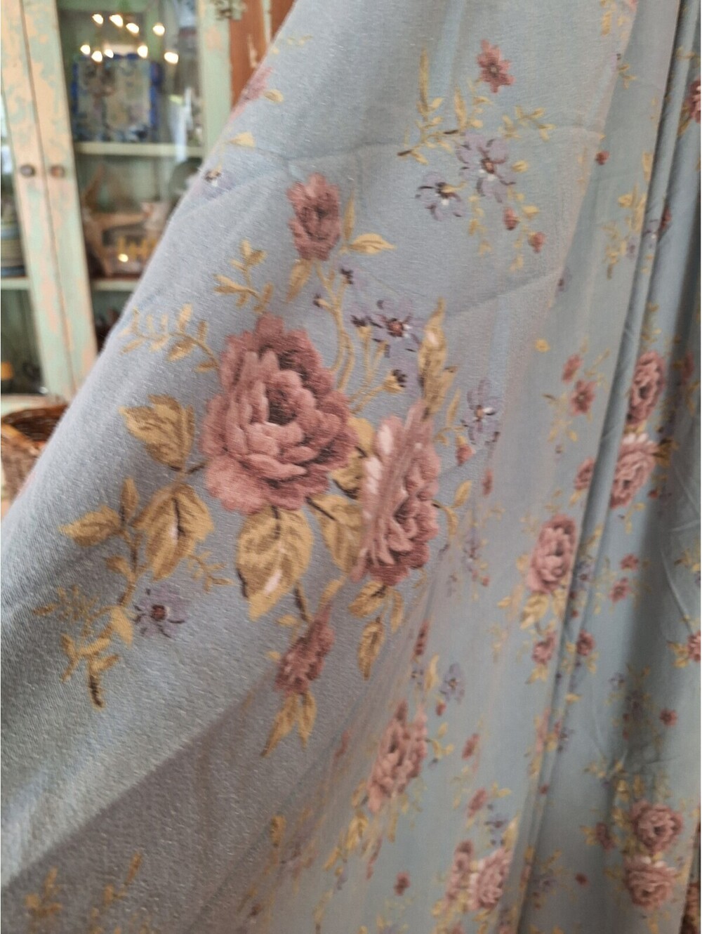 Blue Cottage Roses, Vintage Flannel Sheet Set. QUEEN, The Company Store,